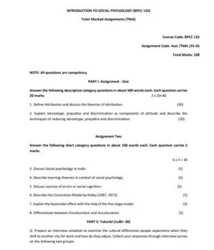 BPCC-132 Solved Assignment 2025–26 (English Medium)