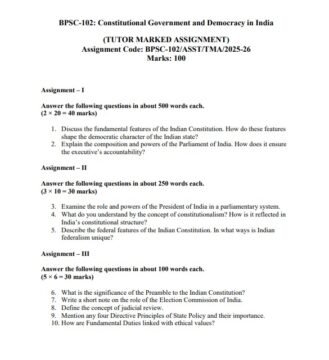BPSC-102 Solved Assignment 2025–26 (English Medium)
