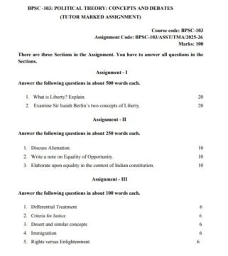 BPSC-103 Solved Assignment 2025–26 (English Medium)