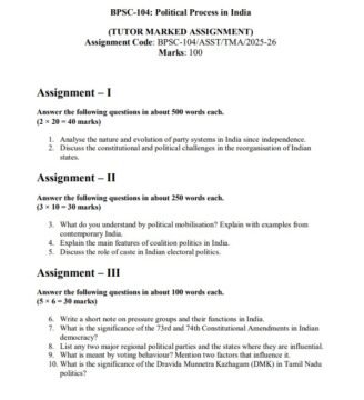 BPSC-104 Solved Assignment 2025–26 (English Medium)