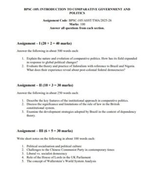 BPSC-105 Solved Assignment 2025–26 (English Medium)