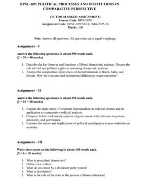 BPSC-109 Solved Assignment 2025–26 (English Medium)