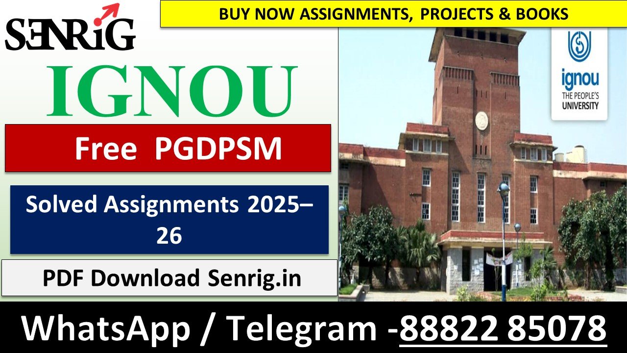 Free IGNOU PGDPSM Solved Assignments 2025–26