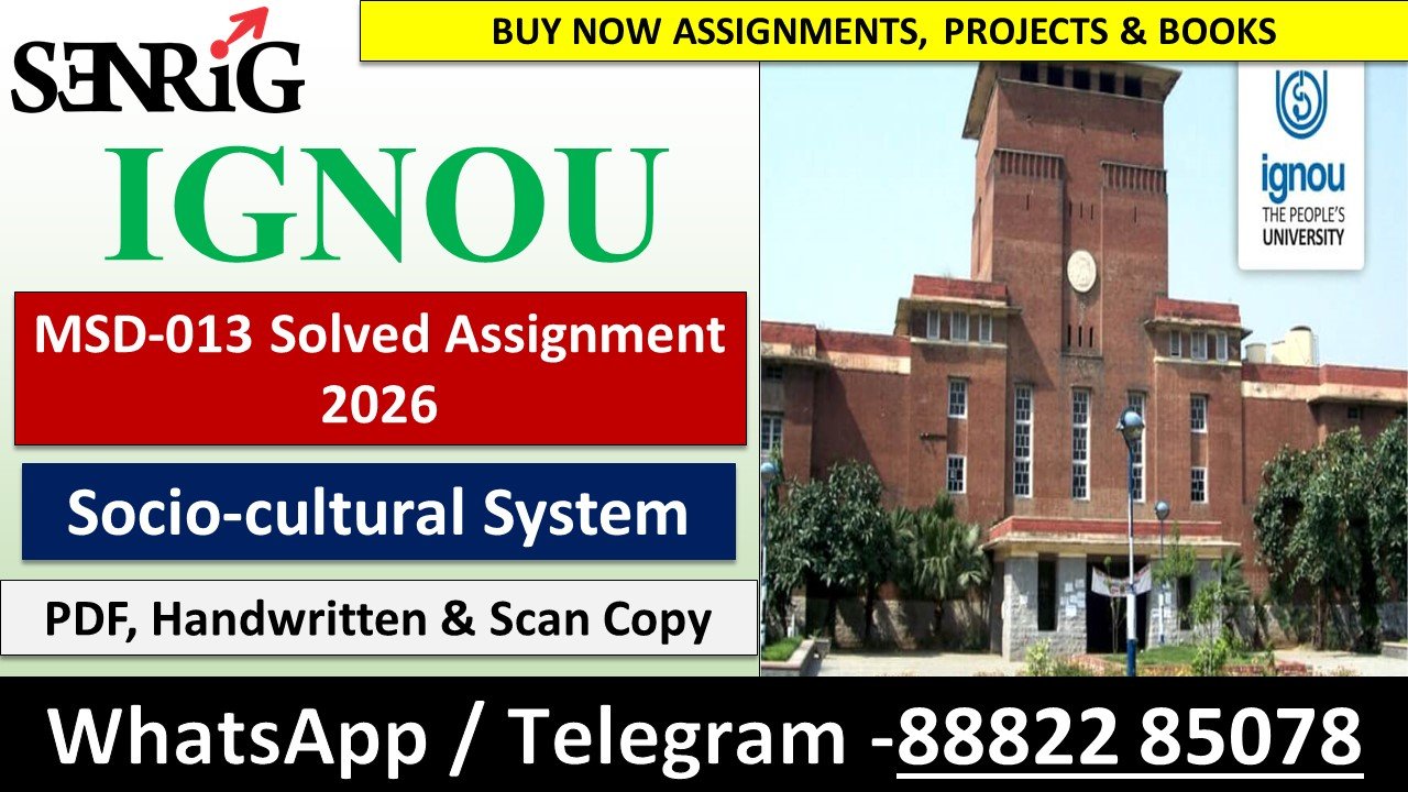 MSD-013 Solved Assignment 2026 (English Medium)