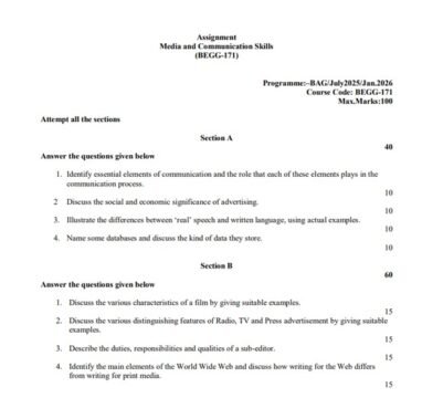 BEGG-171 Solved Assignment 2025–26 (English Medium)